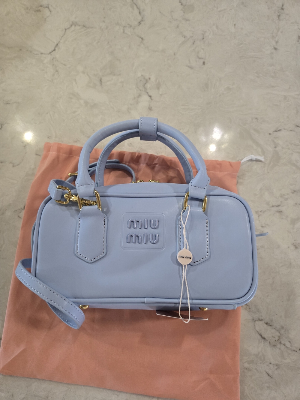 Miu Miu Pastel Blue Leather Top-Handle Bag